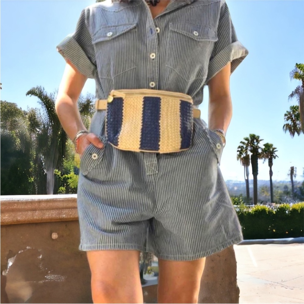 Clare V Railroad Striped Romper Size M
